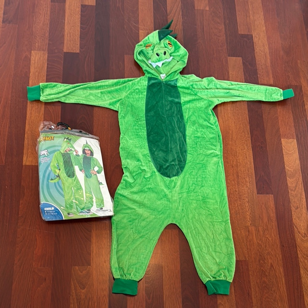 Spirit Green Dinosaur Costume/ Union suit for Kids Size: S/M 4-10